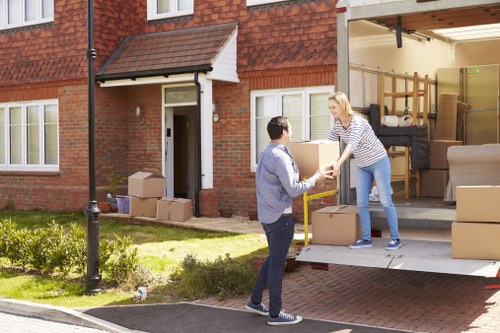 Packed boxes and furniture ready for a London home move