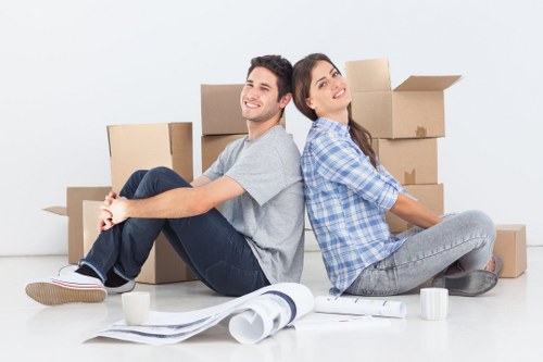 Furniture being moved from a London flat with stair access