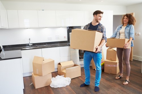 Packed boxes and furniture ready for a local London relocation