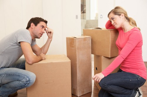 Office desks and chairs prepared for furniture pick-up in London